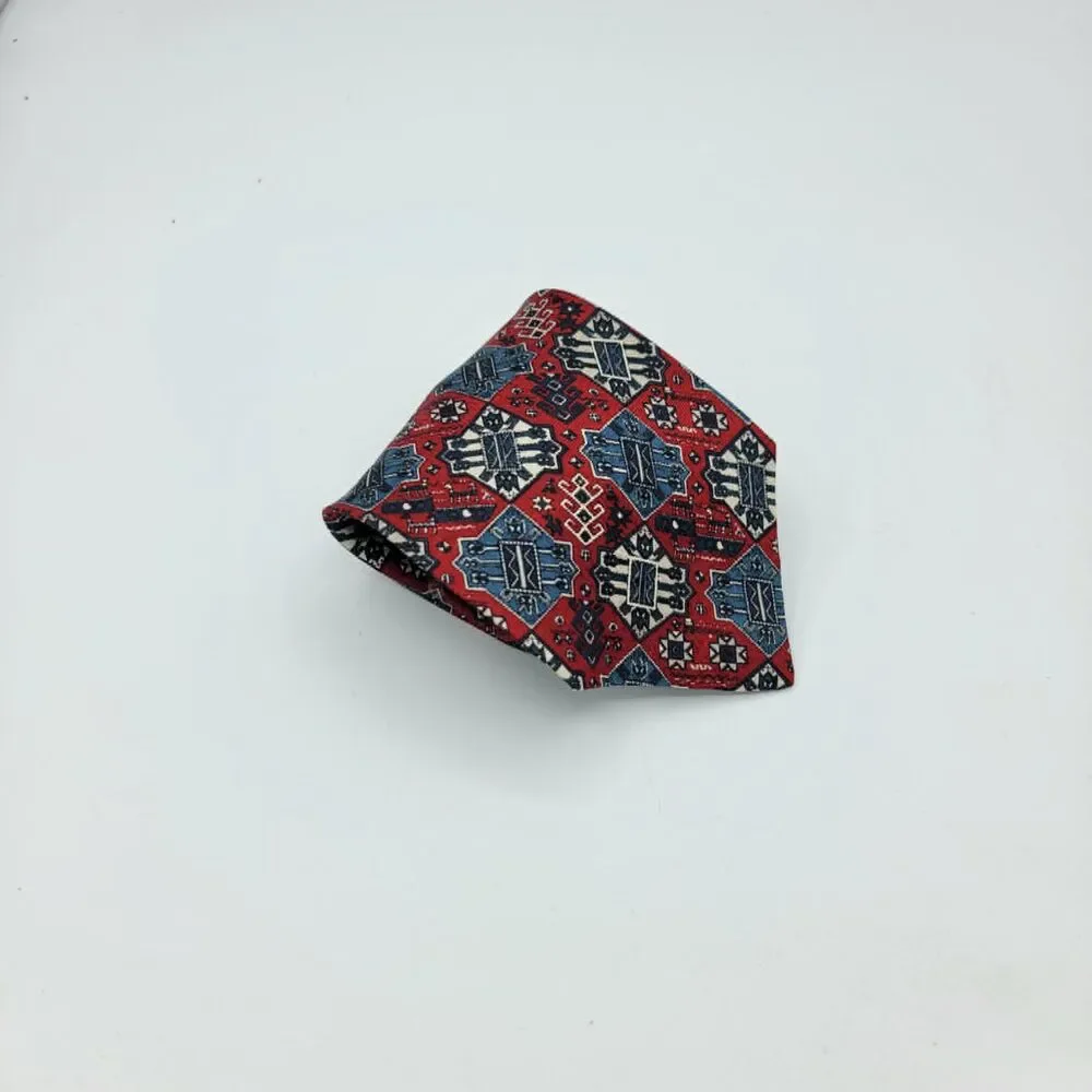 XMI Tie Red Blue Deco Geometric Abstract Stylish Dapper 57 x 4